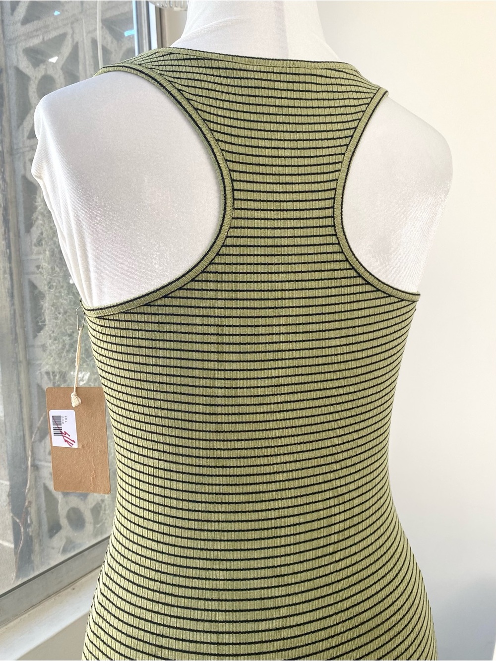 The Workshop NWT Ribbed Henley Striped Maxi Dress in Olive Black, Size S - Picture 6 of 9